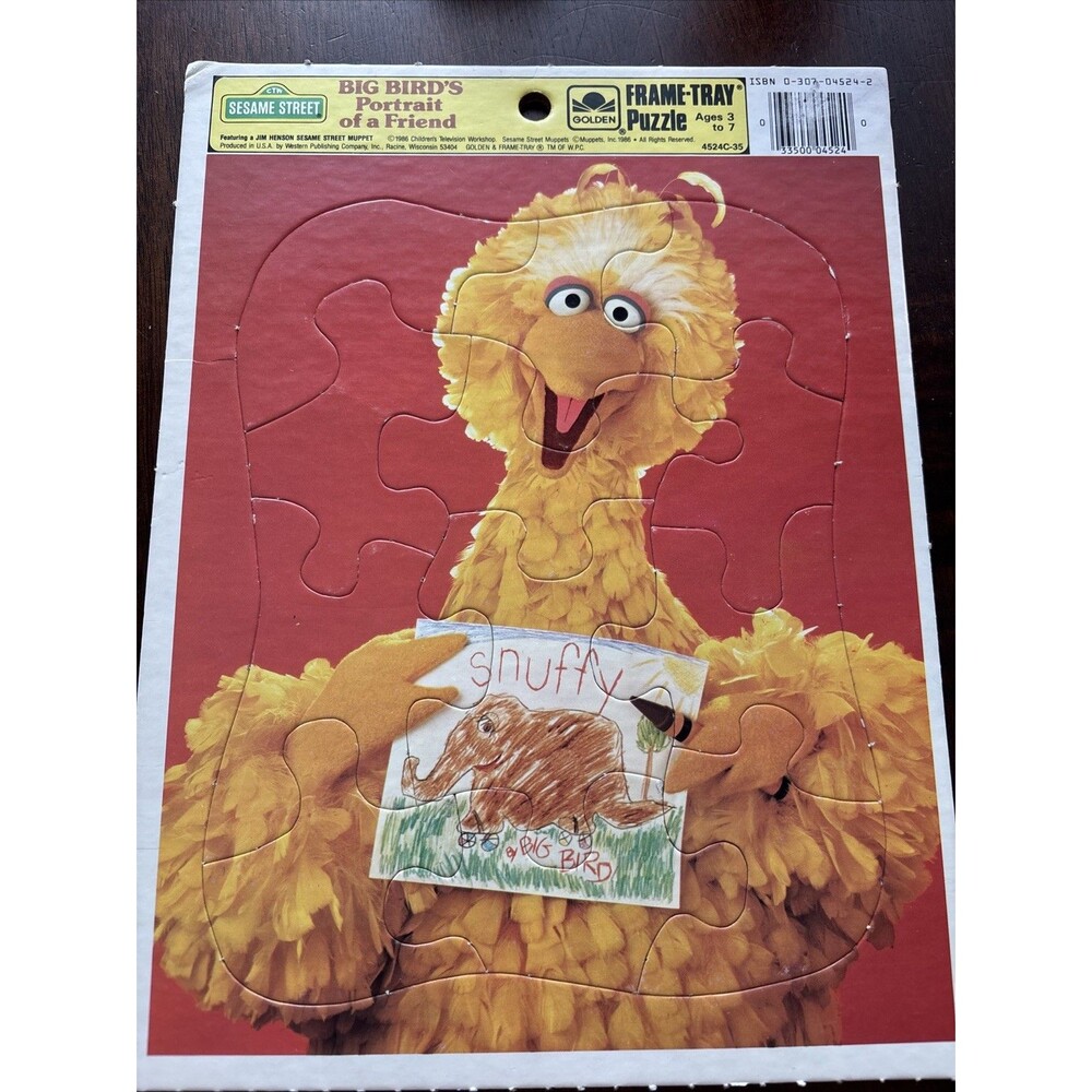 Golden Frame Tray Puzzle Sesame Street Vintage 80s Nostalgia PBS Toy Big Bird